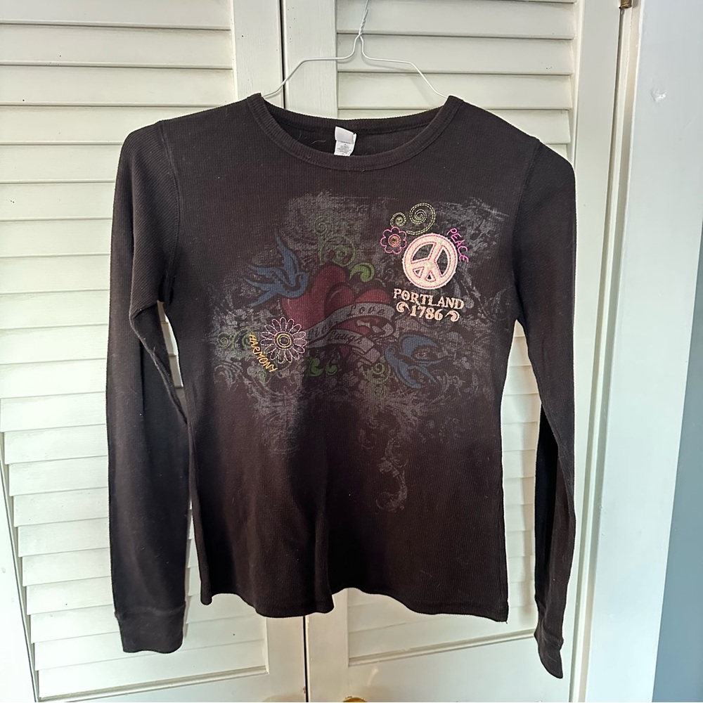 Next Level Apparel Women's Long Sleeve Tee - Black with Colorful Graphic